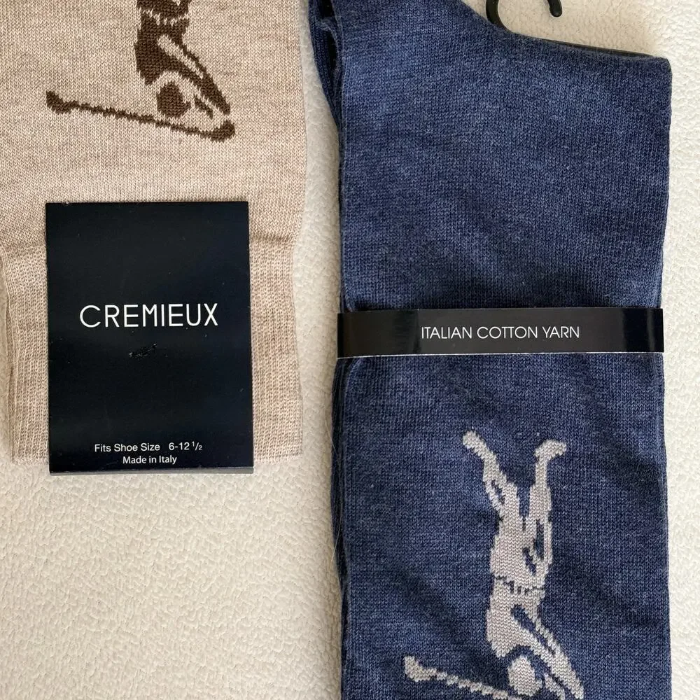 Cremieux Italian Cotton Yarn Golf Dress Socks Mens Sz 6-12.5 2 Pair